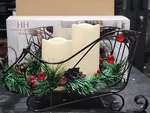 New Heritage Home Holiday Metal Sleigh 3 Flickering Led Candles Christmas Decor. Fixed Price $18.57.