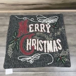 Pottery Barn Merry Christmas Embroidered Pillow Cover Only X20 Multicolor Ob. Fixed Price $79.95.