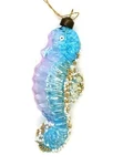 A148 Glass Blue Pink Beaded Seahorse Christmas Tree Ornament Decoration. Fixed Price $9.90.