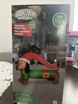Christmas Gemmy 4 Ft Wide Wiener Dog With Santa Hat Airblown Inflatable Nib. Fixed Price $44.99.
