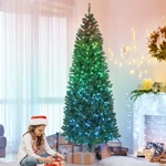 Homcom 7FT Christmas Tree With Synchronized Leds, Hinged Slim Fir. Fixed Price $107.99.