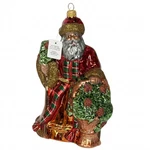 Dillards Santa Claus Brown Heritage Glass Christmas Ornament Poland Red Robe 7IN. Fixed Price $19.99.