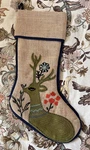 Arcadia Home Christmas Stocking 100% Jute Embroidered Reindeer And Flowers. Fixed Price $59.99.