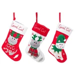 Set Of 3 Transpac Good Cat Red/white 14" Polyester Hanging Christmas Stockings. Fixed Price $26.97.