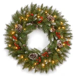 National Tree Company 2FT 180 Tip Decorative Plug In Frosted Berry Wreath (used). Fixed Price $38.43.