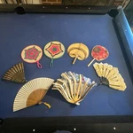 Lot Of 8 - Vintage Chinese Asian Collectible Folding Hand & Paddle Fans!. Fixed Price $28.95.