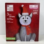 Christmas Husky Inflatable Yard Decoration W/ Santa Hat & Scarf Dog Blow Up. Fixed Price $45.00.