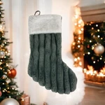 21" Greenbrier Faux Fur Christmas Stocking Gray White Velvet Back Holiday. Fixed Price $17.59.