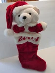 2003 Red Christmas Stocking White Teddy Bear W/ Santa Hat. Fixed Price $39.99.