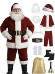 New Men Deluxe 11PC. Red Velvet Santa Suit Christmas Claus Costume Lg. Fixed Price $56.69.