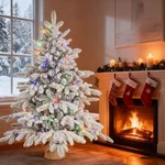 3FT Prelit Flocked Tabletop Christmas Tree Artificial Mini Xmas & 100 Light. Fixed Price $61.59.