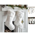18 Inch Snowy White Faux Fur Christmas Stockings - Set Of 2 For Holiday Cheer. Fixed Price $26.59.