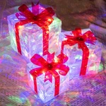 Hourleey 3-PACK Lighted Christmas Gift Boxes 60 Led Multicolor, Indoor/outdoor. Fixed Price $48.78.
