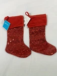 Glitzhome Square Sequin Set Of 2 Christmas Stockings 18 X7 Red New. Fixed Price $19.50.