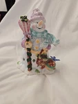 Ceramic Snowman & Bluebird Tealight Holder 2001 Christmas Hand Painted. Fixed Price $18.74.