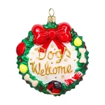 Joy To The World Dogs Welcome Wreath Polish Glass Christmas Tree Ornament. Fixed Price $75.98.