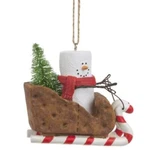 Ganz Smores Sled Snowman Resin Holiday Christmas Ornament, 3". Fixed Price $18.58.