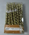 Holiday Time 24 Gold Glitter Christmas Ornament Pack Tree Decoration. Fixed Price $12.56.