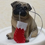 Sandicast Dog Christmas Ornament-fawn Pug Chewing Stocking Mouth. Fixed Price $11.99.