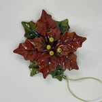 Metal Poinsettia Painted And Glazed Christmas Ornament Red Yellow Green. Fixed Price $10.49.