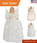 Kurt Adler 10-INCH Gold/ivory Angel Treetop With Lights For Christmas Decor. Fixed Price $43.00.