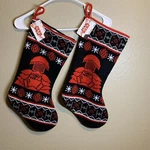 2 Disney Star Wars Christmas Stockings Black Red Sweater Knit Ruz White Gray Nwt. Fixed Price $20.00.