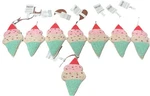 Beaded Fabric Ice Cream Cone Christmas Tree Ornament Green/pink 9 Pack 5IN. Fixed Price $18.00.