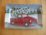 Maxcera Ceramic Platter Serving Tray Red Pick-up Truck Christmas Tree. Fixed Price $49.88.