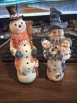 (set Of 2) 6" Jubilee Giftware Christmas Figurine Snowman & Mom W/ Kids. Fixed Price $18.95.