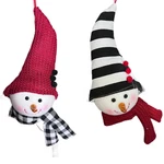 Snowman Ornament Set 2 Kurt Adler Black White Red Foam Head Fabric Hat Scarf 8". Fixed Price $9.69.