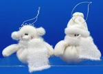 Ganz Snowman Christmas Ornaments Plush Fleece Weighted 3" White Shiny Scarf. Fixed Price $12.00.