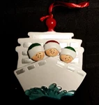 Personalized Cruise Ship Boat 3 People Family Christmas Tree Ornament. Fixed Price $14.95.