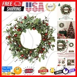 20 Inch Christmas Wreath For Front Door, Winter With Welcome Sign Euca.... Fixed Price $41.99.