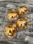 Christmas Ornaments Baubles Snowmen Gold Glass Glitter Krebs Holiday Set Of 4. Fixed Price $17.99.