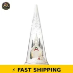 Lenox Lit Christmas Cone With Church Scene Holiday Decor. Fixed Price $62.99.