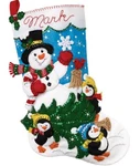 The Perfect Tree 89329E Bucilla Snowman Felt Stocking Kit Diy Personalize Easy. Fixed Price $26.50.