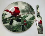 Cardinal Holly Hautman Brothers Plate With Pie Server Decorative Gift. Fixed Price $9.74.