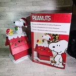 19" Peanuts Snoopy & Woodstock Christmas Lighted Dog House 2021 **damaged**. Fixed Price $99.95.