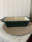 Pioneer Woman Stoneware Ceramic Green Retro Dots Loaf Pan Live Love Bake 12. Fixed Price $15.95.