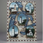Manual Woodworkers Great Lakes Lighthouses Woven Tapestry Wall Hanging 26X36 Usa. Fixed Price $27.95.
