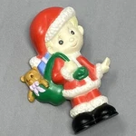 Vintage Enesco Precious Moments Brooch Christmas Toy Bag Santa Hat Jacket 2". Fixed Price $14.99.