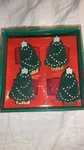 Vintage 4 Pc Hedaya Brothers Inc Wood Christmas Tree Napkin Rings Original Box. Fixed Price $22.77.