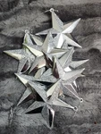 Christmas Ornaments Stars Silver Glittered Holiday Patriotic Decor Set 9. Fixed Price $17.99.