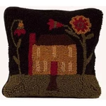 Primitive/country Folk Art Hooked 14 Homecoming Saltbox Pillow. Fixed Price $71.00.