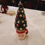Bethany Lowe Christmas Bottle Brush Tree In Santa Mug Lovely Item. Fixed Price $35.00.