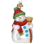 Old World Christmas Glass Blown Ornament - Snowman With Broom 4 " White. Fixed Price $33.99.