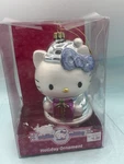 Hello Kitty Blue Bow Holding Present Christmas Ornament Sanrio 2007 Blown Glass. Fixed Price $14.45.