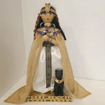 2005 Nutcracker Village 14" Tall Egyptian Queen Cleopatra W Black Cat No Box. Fixed Price $115.00.