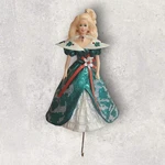 Barbie Hallmark Christmas Holiday Stocking Hanger 1996 Green Sparkle Vtg. Fixed Price $13.97.