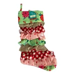 The Pioneer Woman Christmas Stocking Green Retro Holiday Floral Ruffle Burlap. Fixed Price $14.39.